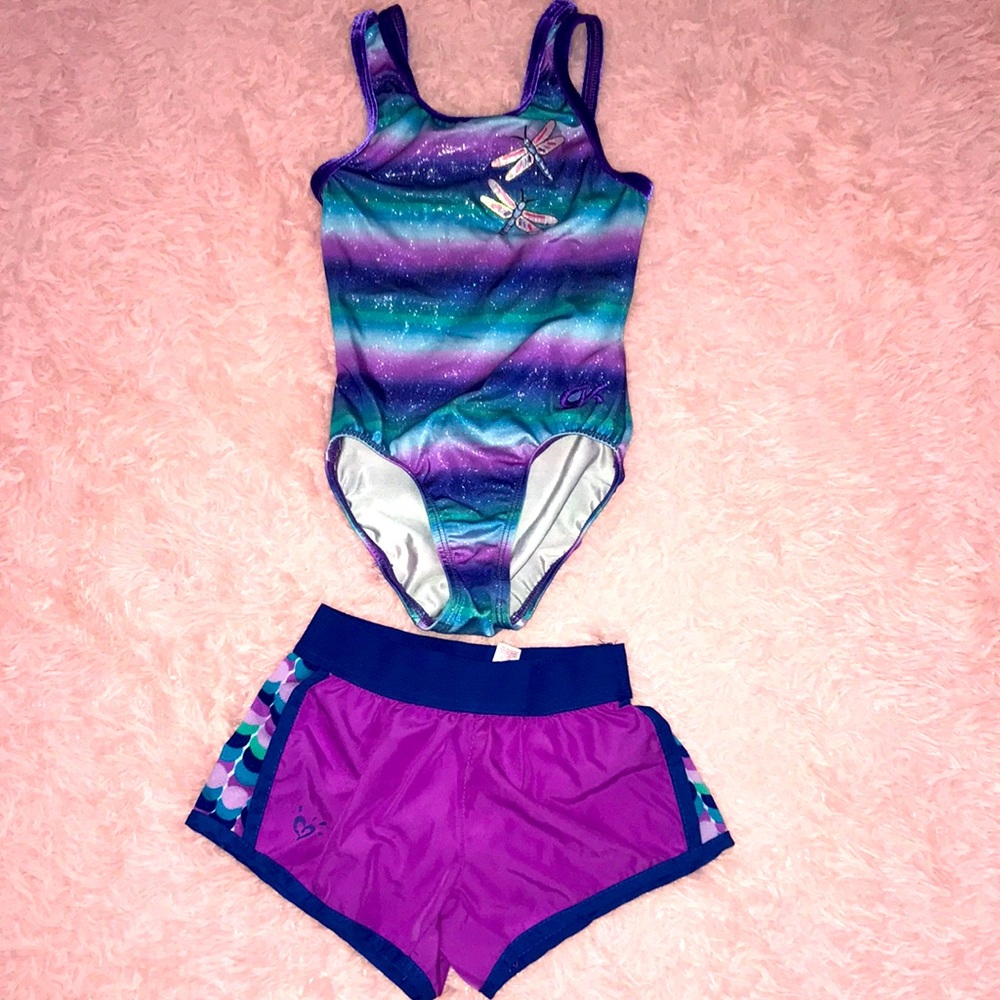 Girls leotard and shorts